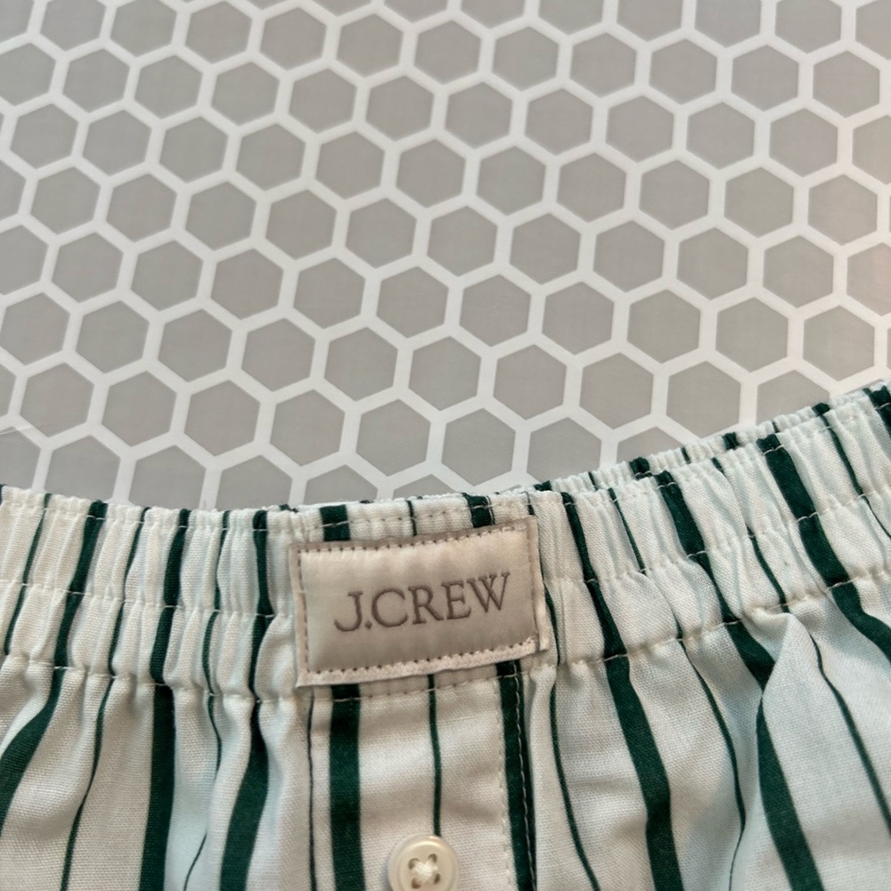 NWT J. Crew Kids Green and White Striped Pajama Set Size M (8-9) - Picture 6 of 8
